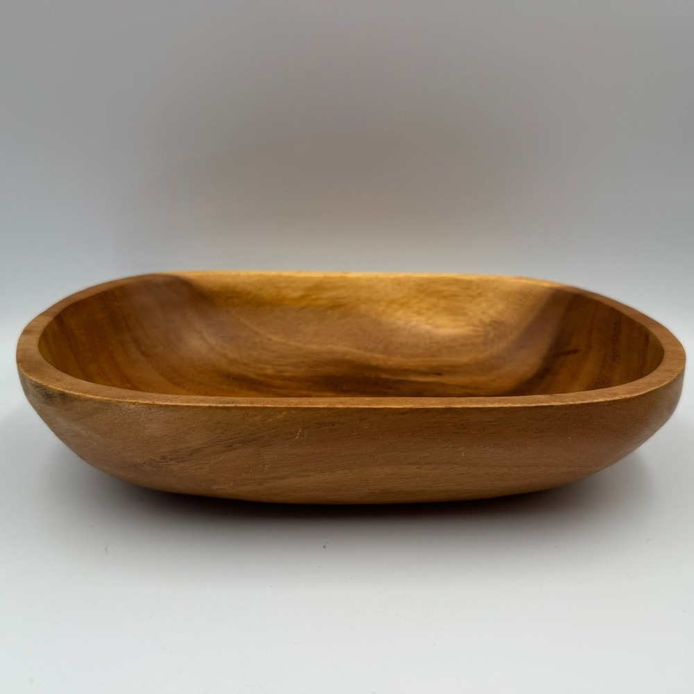 Olive & Thyme Wooden Serving Bowl Natural Grain Rectangular Brown